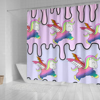 Happy Unicorn Print Shower Curtain-Free Shipping - Deruj.com