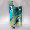 Blue Budgie Parrot Print Hooded Blanket-Free Shipping - Deruj.com