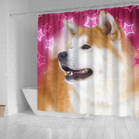 Akita On Pink Print Shower Curtains-Free Shipping - Deruj.com