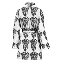 Labrador Black&White Pattern Print Women's Bath Robe-Free Shipping - Deruj.com