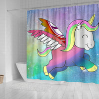 Cute Smiling Unicorn Print Shower Curtain-Free Shipping - Deruj.com