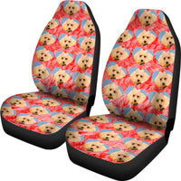 Poodle Dog On Hearts Print Car Seat Covers-Free Shipping - Deruj.com