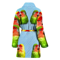 Peach Faced (Rosy Faced) Love Bird Print Women's Bath Robe-Free Shipping - Deruj.com