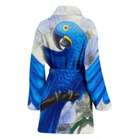 Hyacinth macaw Parrot Print Women's Bath Robe-Free Shipping - Deruj.com