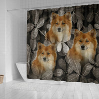 Icelandic Sheepdog On Black Print Shower Curtains-Free Shipping - Deruj.com