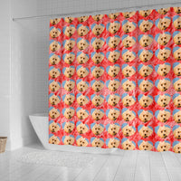Poodle Dog On Hearts Print Shower Curtain-Free Shipping - Deruj.com