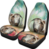 English Longhorn Cattle (Cow) Painted Art Print Car Seat Covers-Free Shipping - Deruj.com