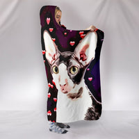Cornish Rex Cat Love bubbles Print Hooded Blanket-Free Shipping - Deruj.com