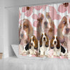 Basset Hound Print Shower Curtains- Free Shipping