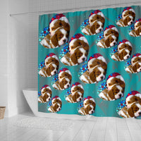 Cavalier King Charles Spaniel Dog On Heart Print Shower Curtains-Free Shipping - Deruj.com