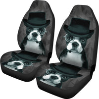 Boston Terrier On Black Print Car Seat Covers-Free Shipping - Deruj.com