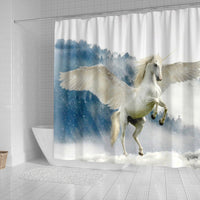 Unicorn In Snowfall Print Shower Curtain-Free Shipping - Deruj.com