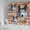 Siberian Husky On Wall Print Shower Curtains-Free Shipping - Deruj.com