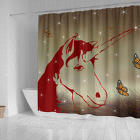 Amazing Red Unicorn Print Shower Curtain-Free Shipping - Deruj.com