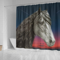 Amazing Friesian horse Print Shower Curtain-Free Shipping - Deruj.com