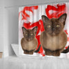 Burmese Cat On Red Print Shower Curtains-Free Shipping - Deruj.com