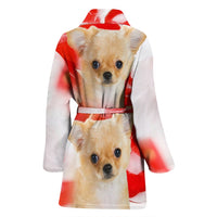 Chihuahua On White Print Women's Bath Robe-Free Shipping - Deruj.com