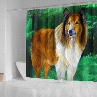 Rough Collie Dog Watercolor Art Print Shower Curtains-Free Shipping - Deruj.com
