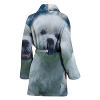 Cute Maltese Dog Print Women's Bath Robe-Free Shipping - Deruj.com