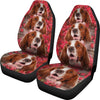 Irish Red and White Setter On Flower Print Car Seat Covers-Free Shipping - Deruj.com