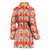 Poodle Dog Heart Pattern Print Women's Bath Robe-Free Shipping - Deruj.com