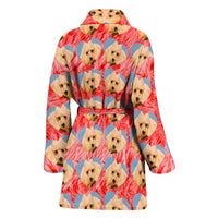 Poodle Dog Heart Pattern Print Women's Bath Robe-Free Shipping - Deruj.com