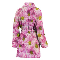 Pink Daisy Flower Print Women's Bath Robe-Free Shipping - Deruj.com