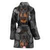 Rottweiler Dog On Black Print Women's Bath Robe-Free Shipping - Deruj.com