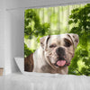 American Bulldog On Green Print Shower Curtain-Free Shipping - Deruj.com