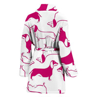 Red&White Dachshund Dog Patterns Print Women's Bath Robe-Free Shipping - Deruj.com