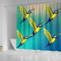 Blue And Yellow Macaw Parrot Print Shower Curtains-Free Shipping - Deruj.com