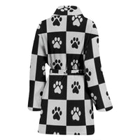 Dog Paws Print Women's Bath Robe-Free Shipping - Deruj.com