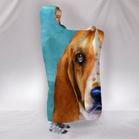Basset Hound Dog Art Print Limited Edition Hooded Blanket-Free Shipping