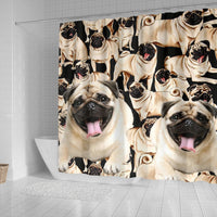 Laughing Pug Print Shower Curtain-Free Shipping - Deruj.com