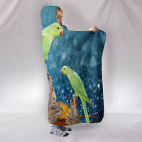 Ring Necked Parakeet Print Hooded Blanket-Free Shipping - Deruj.com