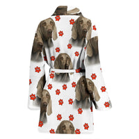 Weimaraner Dog Paw Patterns Print Women's Bath Robe-Free Shipping - Deruj.com