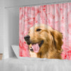 Golden Retriever On Pink Print Shower Curtains-Free Shipping - Deruj.com