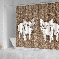 Cute Middle White Pig Print Shower Curtain-Free Shipping - Deruj.com