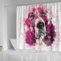 Basset Hound Dog Painting Print Shower Curtains-Free Shipping