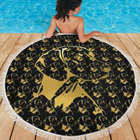 Vizsla Dog Golden Pattern Print Beach Blanket-Free Shipping - Deruj.com