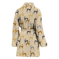 Greyhound Dog Pattern Print Women's Bath Robe-Free Shipping - Deruj.com