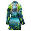 Monk Parakeet Parrot Print Women's Bath Robe-Free Shipping - Deruj.com