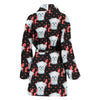 Maltese Dog Heart Pattern Print Women's Bath Robe-Free Shipping - Deruj.com