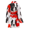 Boston Terrier On White Print Women's Bath Robe-Free Shipping - Deruj.com