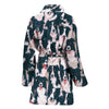 Border Collie Dog In Lots Print Women's Bath Robe-Free Shipping - Deruj.com