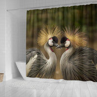 Grey Crowned Crane Bird Print Shower Curtains-Free Shipping - Deruj.com