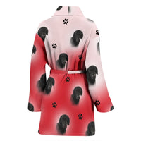 Amazing Curly-Coated Retriever Dog Print On Red/White Women's Bath Robe-Free Shipping - Deruj.com