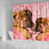 Bordeaux Mastiff On Pink Print Shower Curtains-Free Shipping - Deruj.com