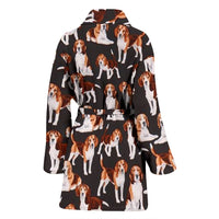 Beagle Dog In Lots Print Women's Bath Robe-Free Shipping - Deruj.com