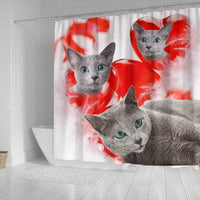 Cute Russian Blue Cat Print Shower Curtains-Free Shipping - Deruj.com